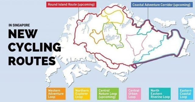 карта велосипедной дорожки Сингапура