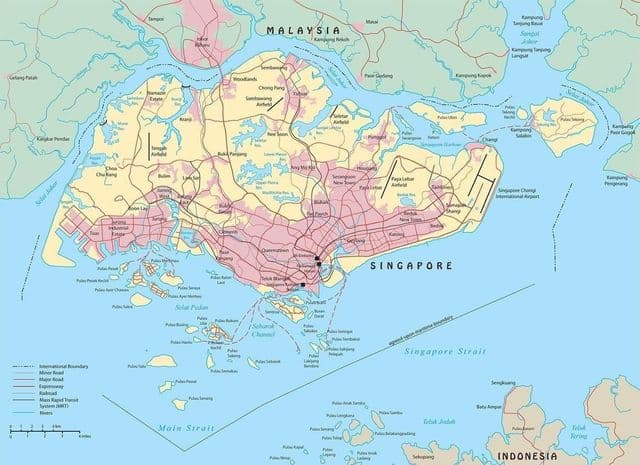 карта города Сингапура