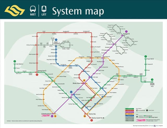 карта станций метро Сингапура